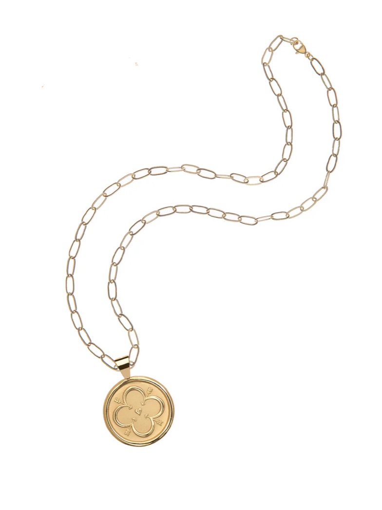Love Jw Small Pendant Coin 14k Plated Necklace